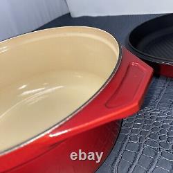 VTG Le Creuset 24 Cocotte en fonte émaillée rouge 9 large 4 profonde France