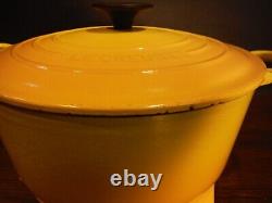 VTG Le Creuset Cocotte #24 Jaune Fonte avec Couvercle et Trivet France