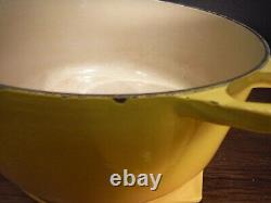 VTG Le Creuset Cocotte #24 Jaune Fonte avec Couvercle et Trivet France
