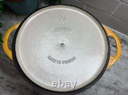 VTG Le Creuset Cocotte #24 Jaune en Fonte avec Couvercle 4,5 L. France R3636
