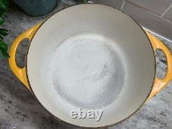 VTG Le Creuset Cocotte #24 Jaune en Fonte avec Couvercle 4,5 L. France R3636