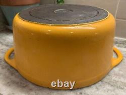 VTG Le Creuset Cocotte #24 Jaune en Fonte avec Couvercle 4,5 L. France R3636