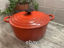 VTG Le Creuset Cocotte #24 Rouge en Fonte avec Couvercle 4.5 L. LIRE