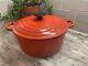 Vtg Le Creuset Cocotte #24 Rouge En Fonte Avec Couvercle 4.5 L. Lire