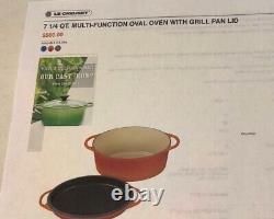 VTG Le Creuset Cocotte Ovale en Fonte 33 Poêle à Griller Couvercle ROUGE 8 Quart