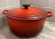 Vtg Le Creuset France #26 Cocotte En Fonte émaillée Rouge De 5,5 Litres Avec Couvercle En Très Bon état