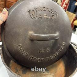 VTG Wagner Ware Sidney O Rôtissoire en Fonte Drip Drop Faitout avec Couvercle 1268 No 8