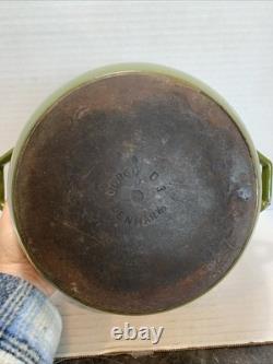Vieux cocotte en fonte émaillée verte COPCO Danemark des années 1960, modèle D3, avec couvercle, Michael Lax