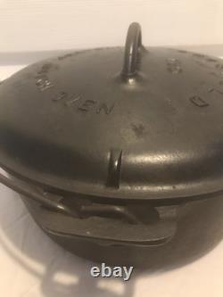 Vintage Griswold Erie PA 1920 No. 9 Casserole en fonte Tite Top Dutch Oven 834B avec couvercle
