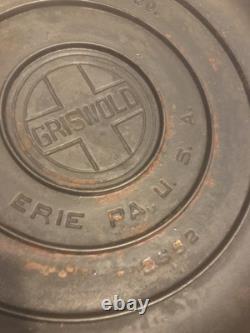 Vintage Griswold Erie PA 1920 No. 9 Casserole en fonte Tite Top Dutch Oven 834B avec couvercle