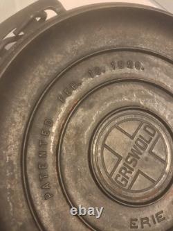 Vintage Griswold Erie PA 1920 No. 9 Casserole en fonte Tite Top Dutch Oven 834B avec couvercle