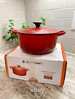 Vintage Le Creuset France 18 cm, 2 Qt Cocotte Ronde en Fonte Émaillée Rouge