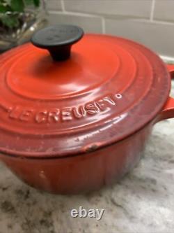 Vintage Le Creuset France 18 cm, 2 Qt Cocotte Ronde en Fonte Émaillée Rouge