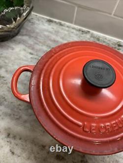 Vintage Le Creuset France 18 cm, 2 Qt Cocotte Ronde en Fonte Émaillée Rouge