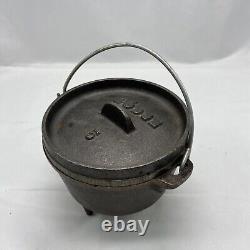 Vintage Lodge #5 5CO Fonte 1/2 Quart Mini Camp Dutch Oven Kettle avec Couvercle RARE