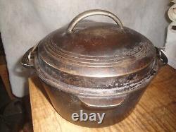 Vintage Wagner Ware Sidney -0- #1266 Petit Fourneau #6 avec Couvercle Art Déco