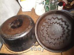 Vintage Wagner Ware Sidney -0- #1266 Petit Fourneau #6 avec Couvercle Art Déco