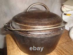Vintage Wagner Ware Sidney -0- #1266 Petit Fourneau #6 avec Couvercle Art Déco