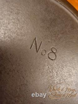 Vollrath #8 Faitout en fonte vintage restauré 3 pièces (base, trépied, couvercle)