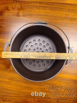 Vollrath #8 Faitout en fonte vintage restauré 3 pièces (base, trépied, couvercle)