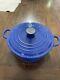 Vtg Le Creuset N ° 26 5.5qt Cocotte En Fonte émaillée Bleu Cobalt France