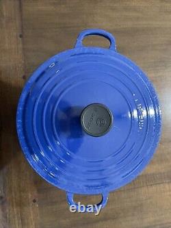 Vtg Le Creuset n ° 26 5.5qt Cocotte en fonte émaillée bleu cobalt France