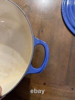 Vtg Le Creuset n ° 26 5.5qt Cocotte en fonte émaillée bleu cobalt France