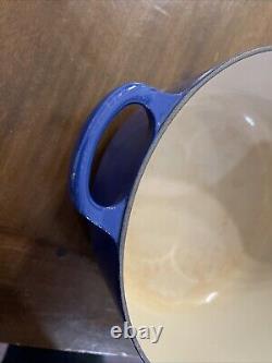 Vtg Le Creuset n ° 26 5.5qt Cocotte en fonte émaillée bleu cobalt France