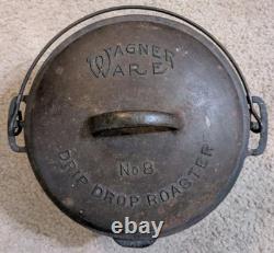 Vtg WAGNER WARE No 8 Rôtissoire Drip Drop en Fonte Casserole Néerlandaise avec Couvercle