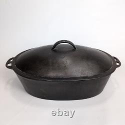 Wagner Ware O No. 4 Rôtissoire Ovale en Fonte Cocotte des Années 1920 avec Couvercle RARE 15