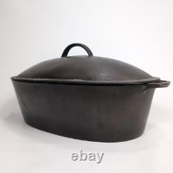 Wagner Ware O No. 4 Rôtissoire Ovale en Fonte Cocotte des Années 1920 avec Couvercle RARE 15