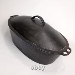 Wagner Ware O No. 4 Rôtissoire Ovale en Fonte Cocotte des Années 1920 avec Couvercle RARE 15