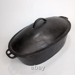 Wagner Ware O No. 4 Rôtissoire Ovale en Fonte Cocotte des Années 1920 avec Couvercle RARE 15
