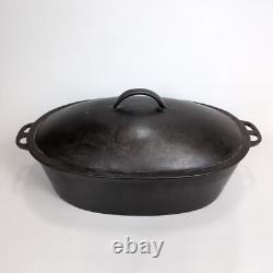 Wagner Ware O No. 4 Rôtissoire Ovale en Fonte Cocotte des Années 1920 avec Couvercle RARE 15