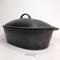 Wagner Ware O No. 4 Rôtissoire Ovale en Fonte Cocotte des Années 1920 avec Couvercle RARE 15