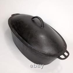 Wagner Ware O No. 4 Rôtissoire Ovale en Fonte Cocotte des Années 1920 avec Couvercle RARE 15