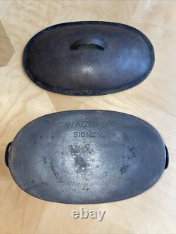 Wagner Ware O No. 4 Rôtissoire Ovale en Fonte avec Couvercle Four Hollandais Années 1920 Rare 15